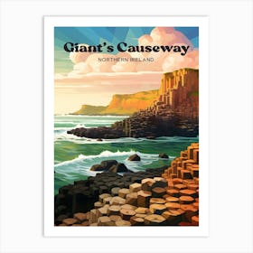 Giant's Causeway Northern Ireland Nature Modern Travel Illustration Art Print
