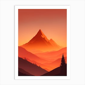 Misty Mountains Vertical Composition In Orange Tone 343 Art Print