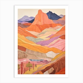 Cerro Merce Peru 4 Colourful Mountain Illustration Art Print