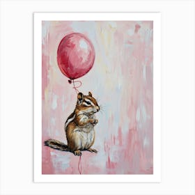 Cute Chipmunk 3 With Balloon Art Print