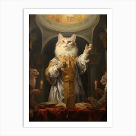Rococo Style Cat In A Medieval Building Art Print