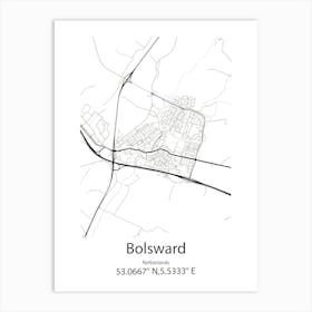 Bolsward,Netherlands Minimalist Map Art Print