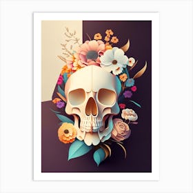 Skull With Geometric 1 Designs Vintage Floral Art Print