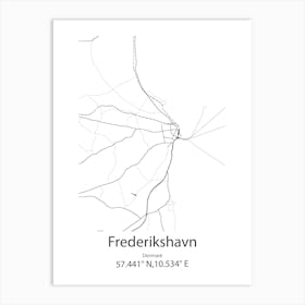 Frederikshavn,Denmark Minimalist Map Art Print