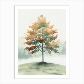 Maple Tree Atmospheric Watercolour Painting 2 Art Print