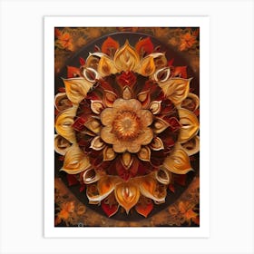 Distinctive boho art.Golden Harvest Mandala.5 Art Print