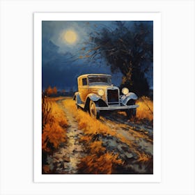 Old Car At Night Art Print