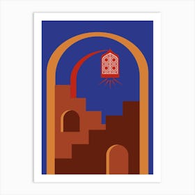 Islamic Architecture. Boho, Boho decor: Egypt, Morocco night poster. Moon Art Print