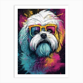 Shih Tzu With Sunglasses Pop Art Print