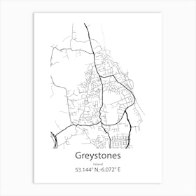 Greystones,Ireland Minimalist Map Art Print