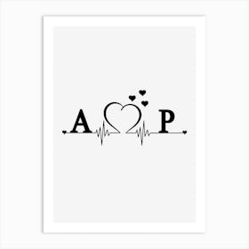 Personalized Couple Name Initial A And P Art Print