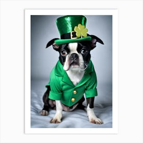 St Patrick'S Day Boston Terrier 2 Art Print