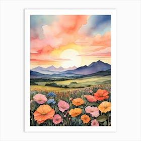 Sunset Poppies Art Print