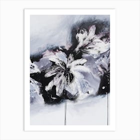 White And Black Flowers 3 Painting Art Print