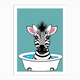 Zebra In A Bath Tub, whimsical animal art, 1103 Art Print