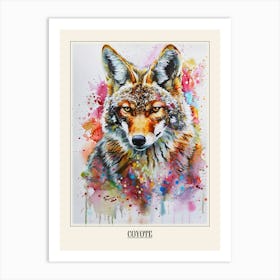 Coyote Colourful Watercolour 2 Poster Art Print