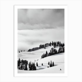 La Plagne, France Black And White Skiing Poster Art Print