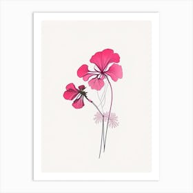 Geranium Floral Minimal Line Drawing 2 Flower Art Print