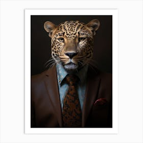 African Leopard Wearing A Suit 3 Art Print