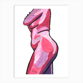 Nude Woman In Pink Art Print