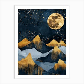 Moonlight Over Mountains 2 Art Print