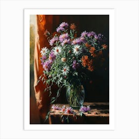 Baroque Floral Still Life Asters 1 Art Print