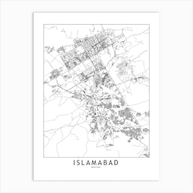 Islamabad White Map Art Print