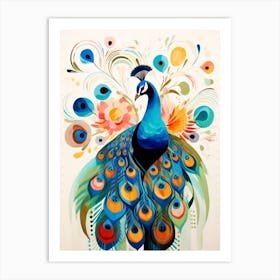 Bird Painting Collage Peacock 1 Art Print