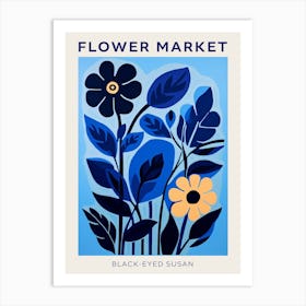 Blue Flower Market Poster Black Eyed Susan 4 Art Print