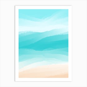 Minimal art abstract watercolor painting calm blue waves Art Print