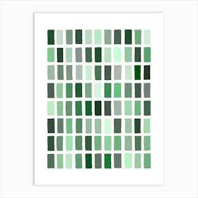 Multi Green Sketchy Blocks Abstract Art Print