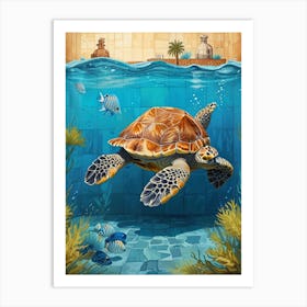 A turtle in the ocean Art Print