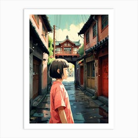 Anime Girl In Alleyway Art Print