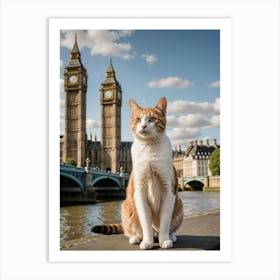 Big Ben Cat’s Global Getaway: Selfies with Famous Sights Art Print