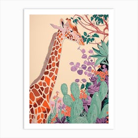 Giraffe In The Plants Watercolour Style 2 Art Print