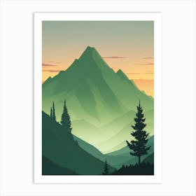 Misty Mountains Vertical Composition In Green Tone 197 Art Print