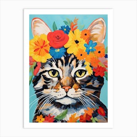 American Bobtail Cat With A Flower Crown Painting Matisse Style 2 Art Print