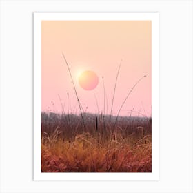 Minimal Sunset In The Forest Art Print