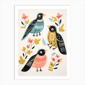 Folk Style Bird Painting Lark 2 Art Print