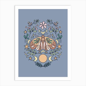 Magical Moon Moth | Slate Blue Art Print