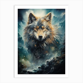 Wolf in the night Art Print