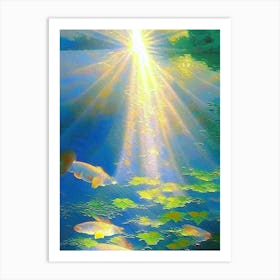 Tancho Sanke 1, Koi Fish Monet Style Classic Painting Art Print