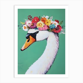 Swan With Flower Crown Art Print