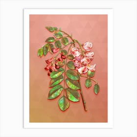 Vintage Robinier Rose Bloom Botanical Art on Peach Pink n.0248 Art Print