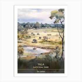 Yala National Park Sri Lanka Watercolour 4 Art Print