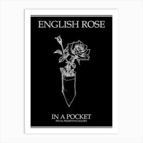 English Rose In A Pocket Line Drawing 4 Poster Inverted Art Print