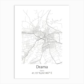 Drama,Greece Minimalist Map Art Print