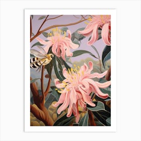 Bee Balm 4 Flower Painting Art Print