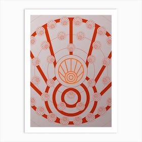 Geometric Abstract Glyph Circle Array in Tomato Red n.0285 Art Print