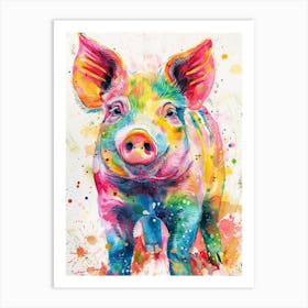 Pig Colourful Watercolour 2 Art Print